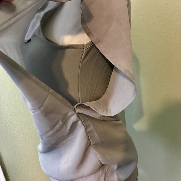 Zeagoo Double Layer Gray Flutter Sleeve Top, XL - Picture 4 of 8